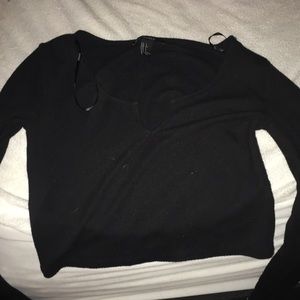 Small v neck black top